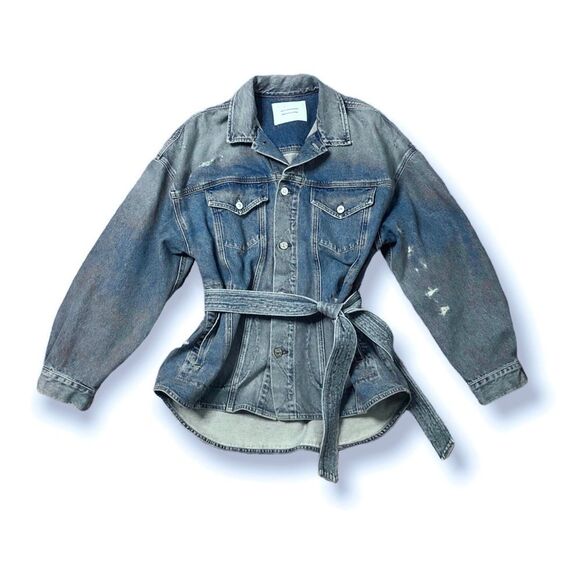 Anthropologie x Citizens of Humanity Dolly Belted Distressed Denim Jacket XL - Picture 2 of 16